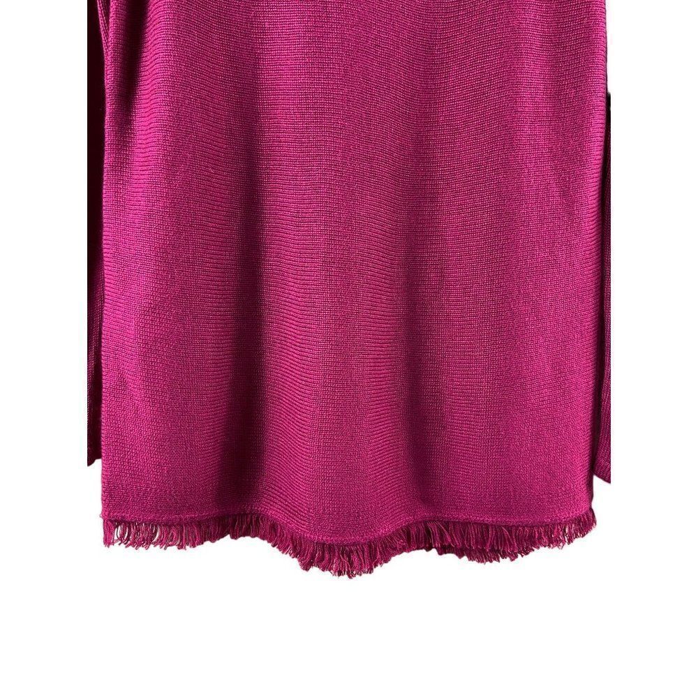 Chico's Touch of Cashmere Fringe Hem Pullover Sweater Size 1 Medium Magenta Pink - Picture 2 of 8
